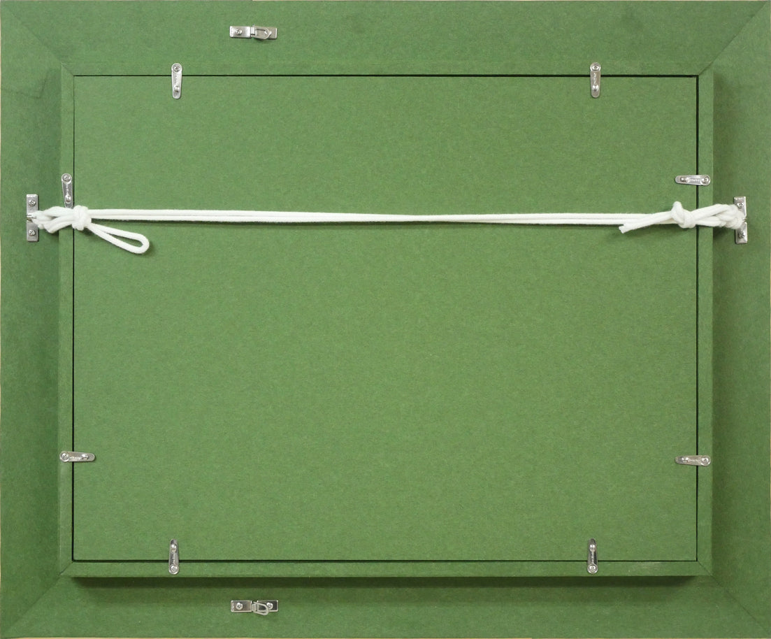 遠藤ミマン「三角点と馬」油絵・F4号 額縁裏側画像