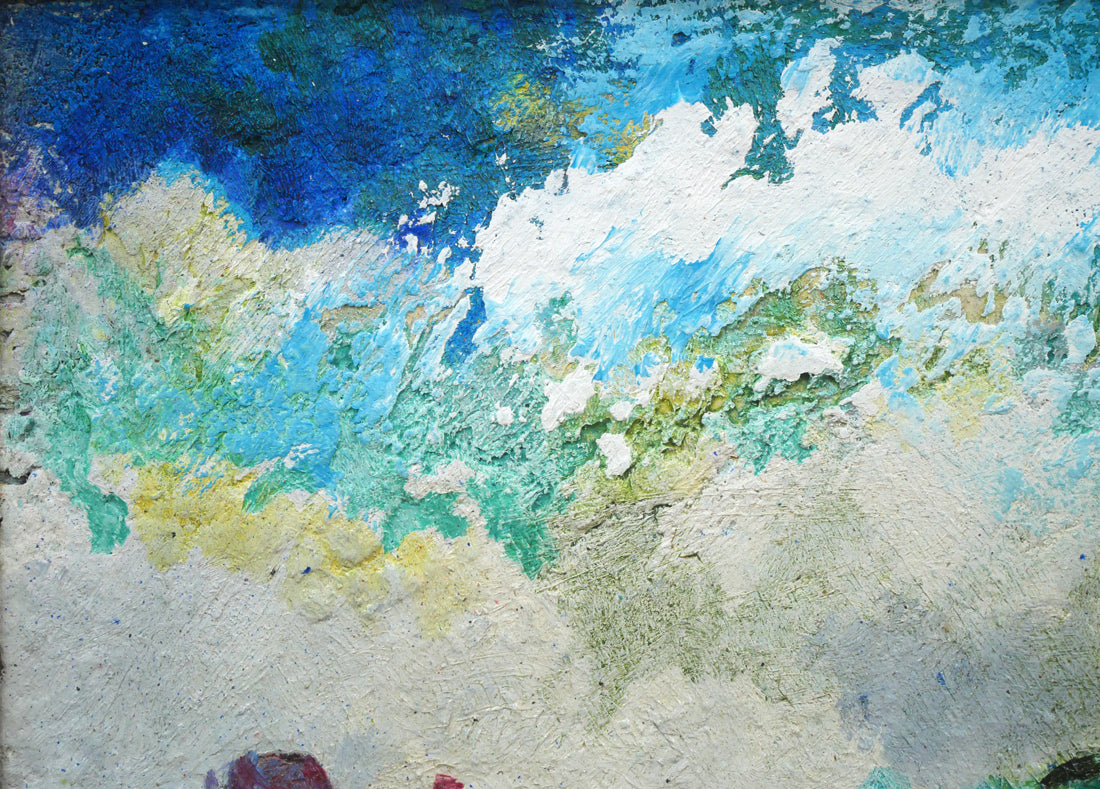 遠藤ミマン「三角点と馬」油絵・F4号 拡大画像1