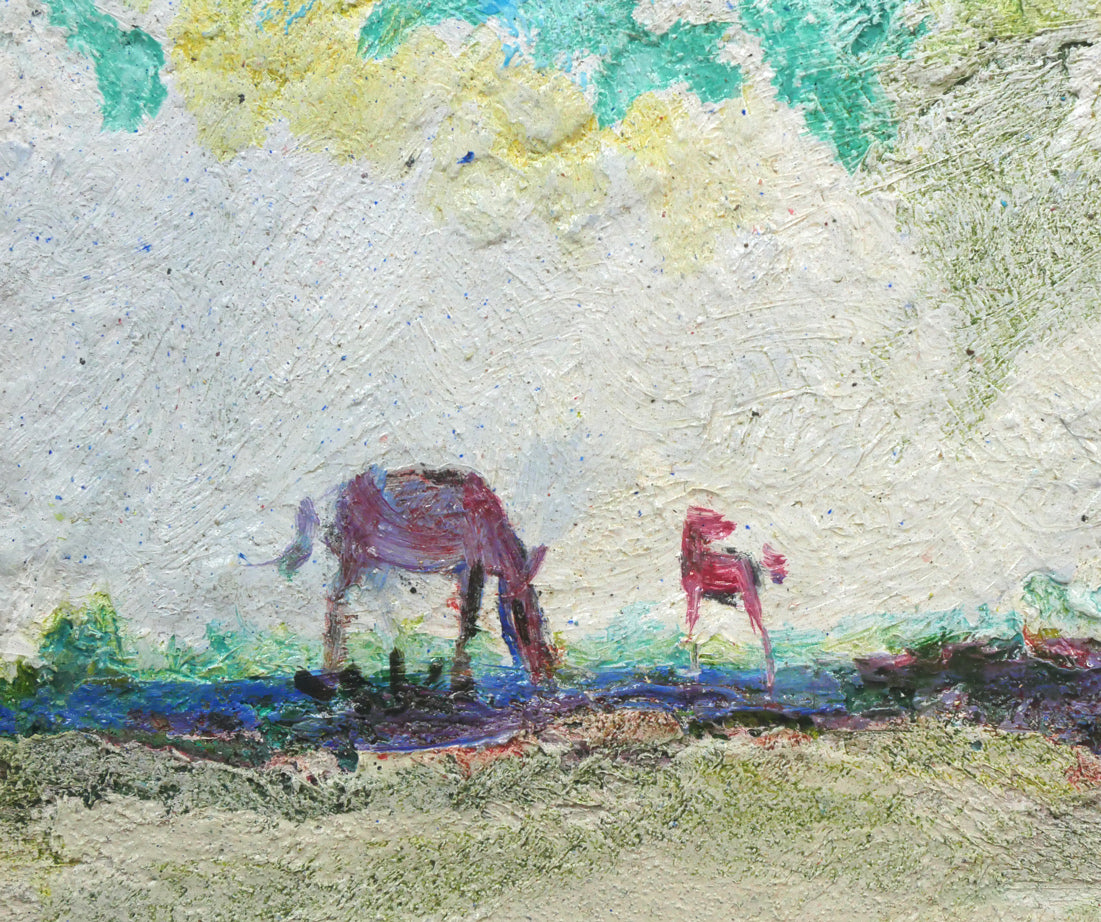 遠藤ミマン「三角点と馬」油絵・F4号 拡大画像5