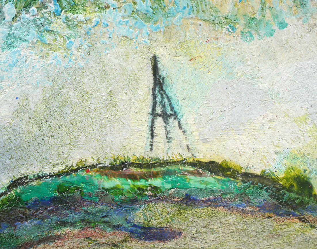 遠藤ミマン「三角点と馬」油絵・F4号 拡大画像6