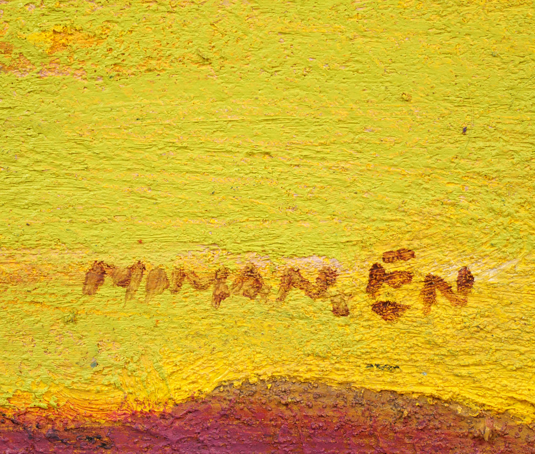 遠藤ミマン「樽前・三角点・馬」油絵・F6号 サイン拡大画像