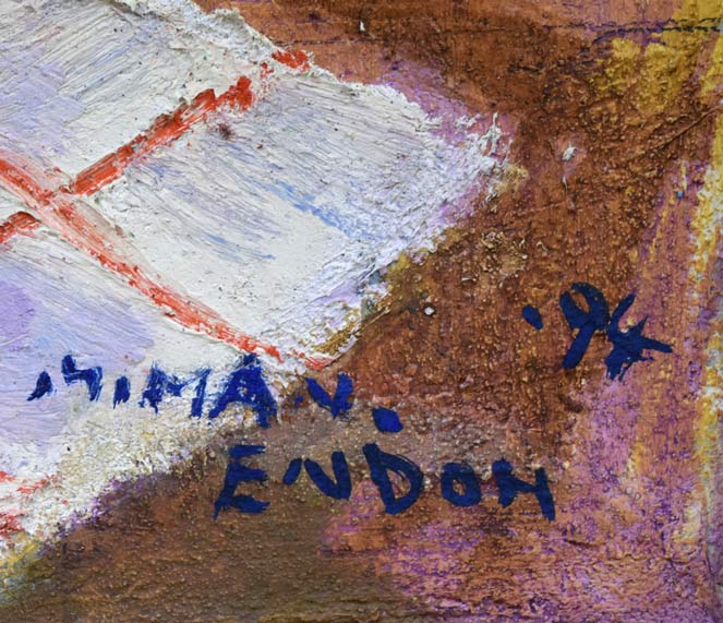 遠藤ミマン「花のまわり」油絵・F8号 サイン・年記(1994年作)拡大画像