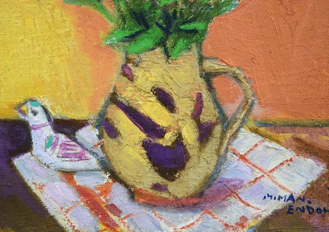 遠藤ミマン「花のまわり」油絵・F8号 拡大画像4