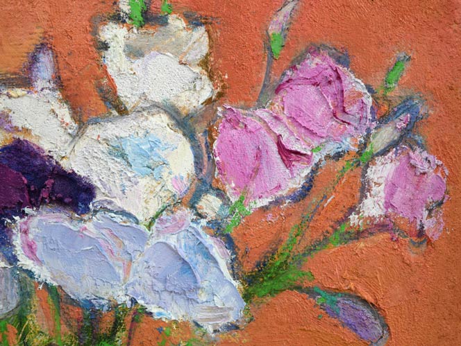 遠藤ミマン「花のまわり」油絵・F8号 拡大画像3