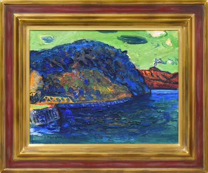 遠藤ミマン「支笏湖(樽前山)」油絵・F6号