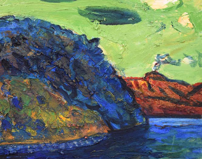 遠藤ミマン「支笏湖(樽前山)」油絵・F6号 拡大画像3