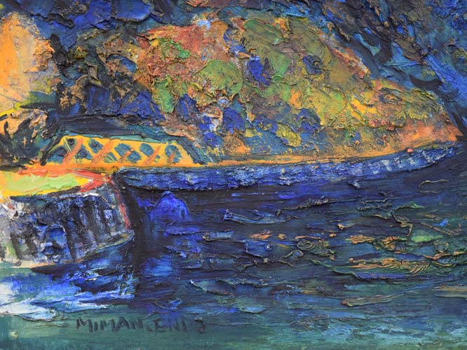 遠藤ミマン「支笏湖(樽前山)」油絵・F6号 拡大画像4