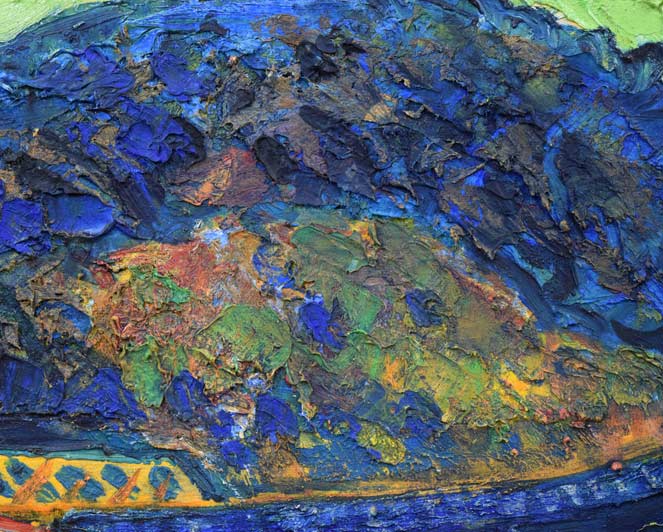 遠藤ミマン「支笏湖(樽前山)」油絵・F6号 拡大画像2