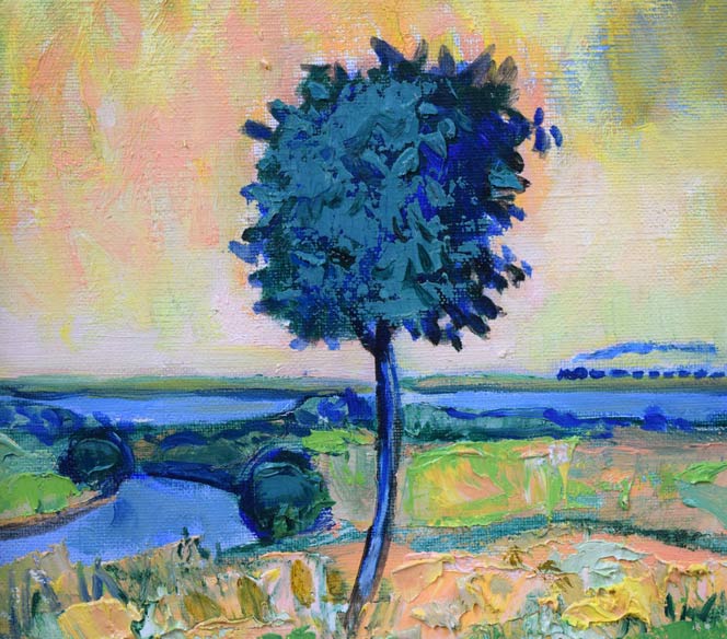 遠藤ミマン「ウトナイ湖(勇払原野)」油絵・F4号 拡大画像2