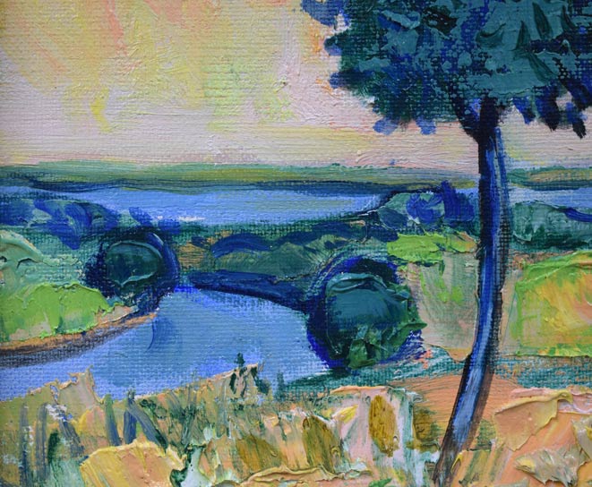 遠藤ミマン「ウトナイ湖(勇払原野)」油絵・F4号 拡大画像1