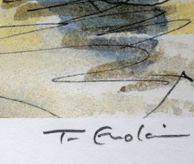 榎木孝明「水辺の生活(インド)ダイヤモンド・スクリーニング 本人直筆鉛筆サイン拡大画像