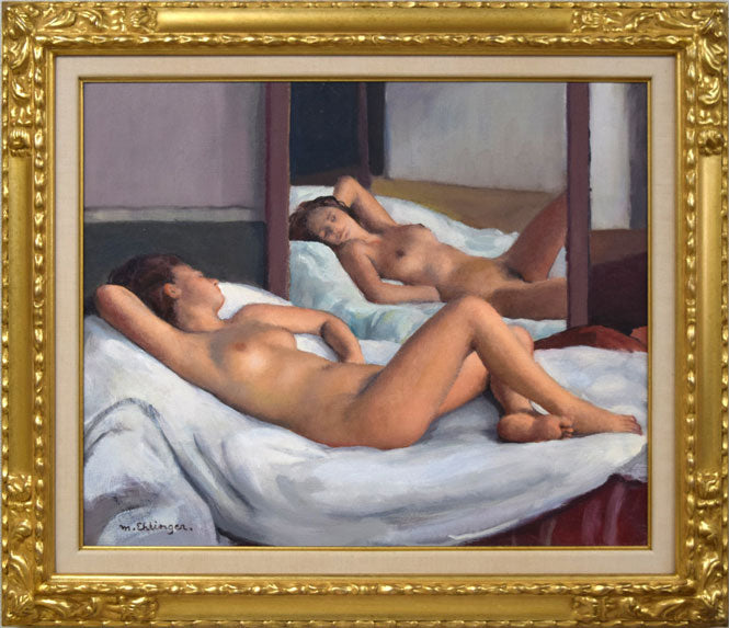 モーリス・エランジェ「裸婦」油絵・仏F15号