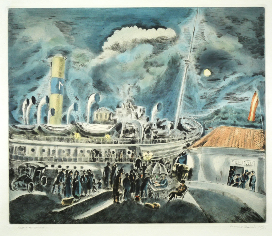 エルミーヌ ダヴィッド(Hermine DAVID)「パルマ・デ・マジョルカ」銅版画(ドライポイント・アクアチント) 作品全体拡大画像