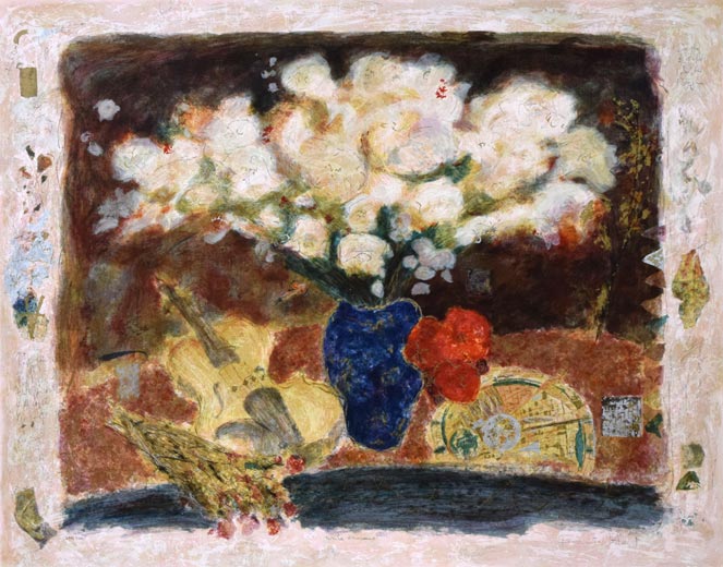 ロイ フェアチャイルド(Roy Fairchild)「白い花束」シルクスクリーン版画 作品全体画像