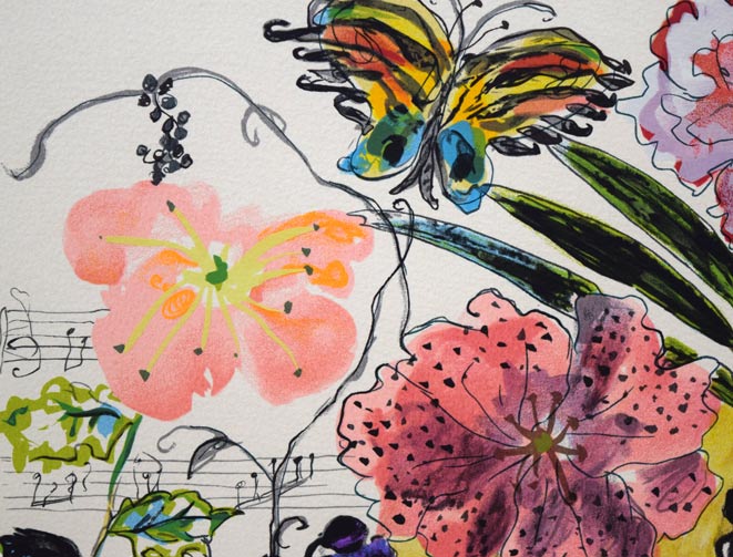 フジ子ヘミング「スエーデンの歌」シルクスクリーン版画 拡大画像1