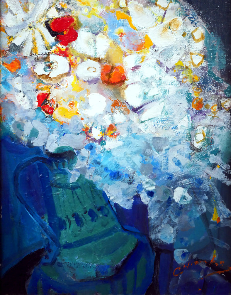 藤野千鶴子「花」油絵・F6号 作品全体画像