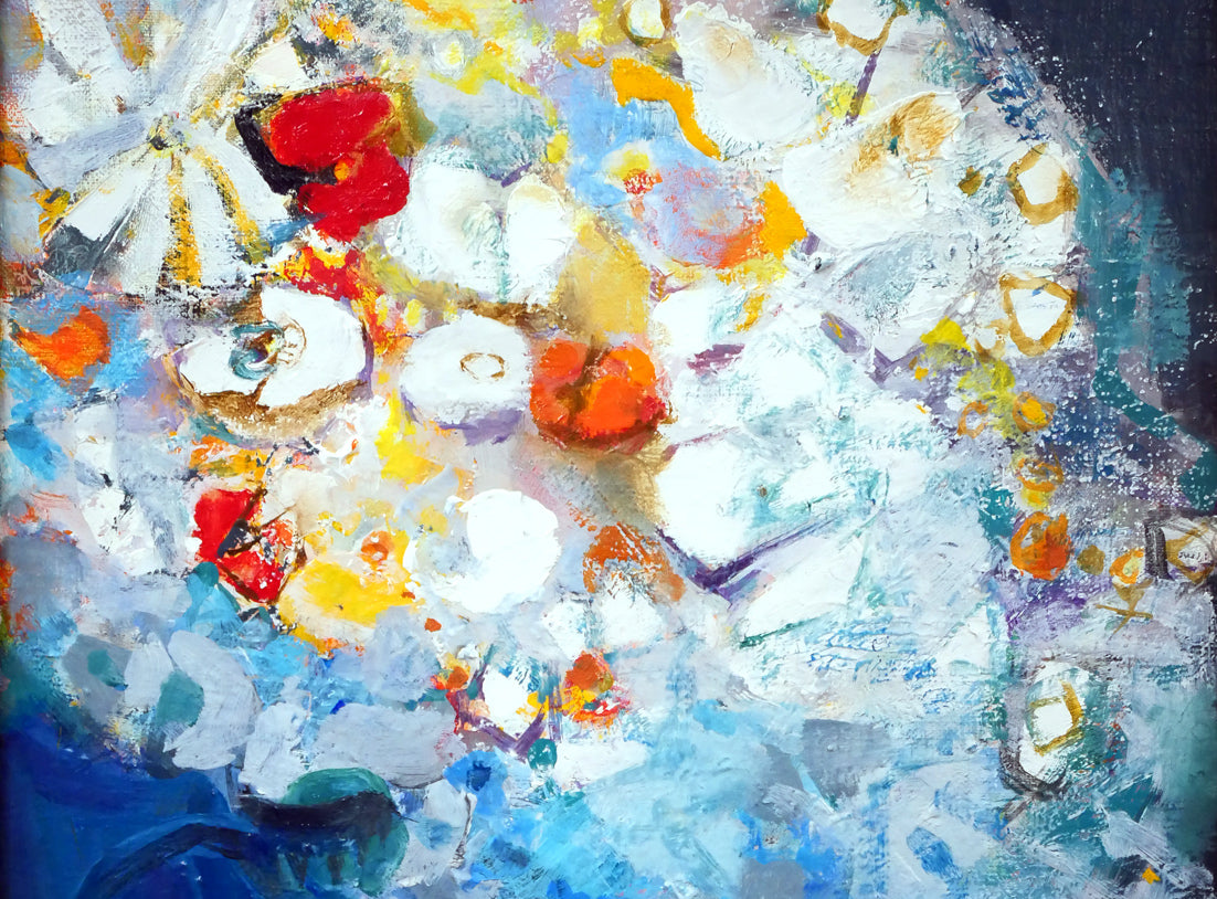 藤野千鶴子「花」油絵・F6号 拡大画像1