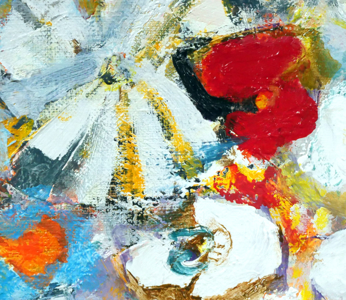 藤野千鶴子「花」油絵・F6号 拡大画像2