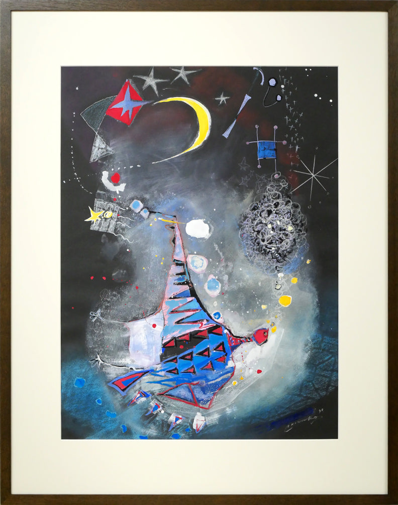 藤野千鶴子「宙(そら)」水彩・パステル画併用・20号