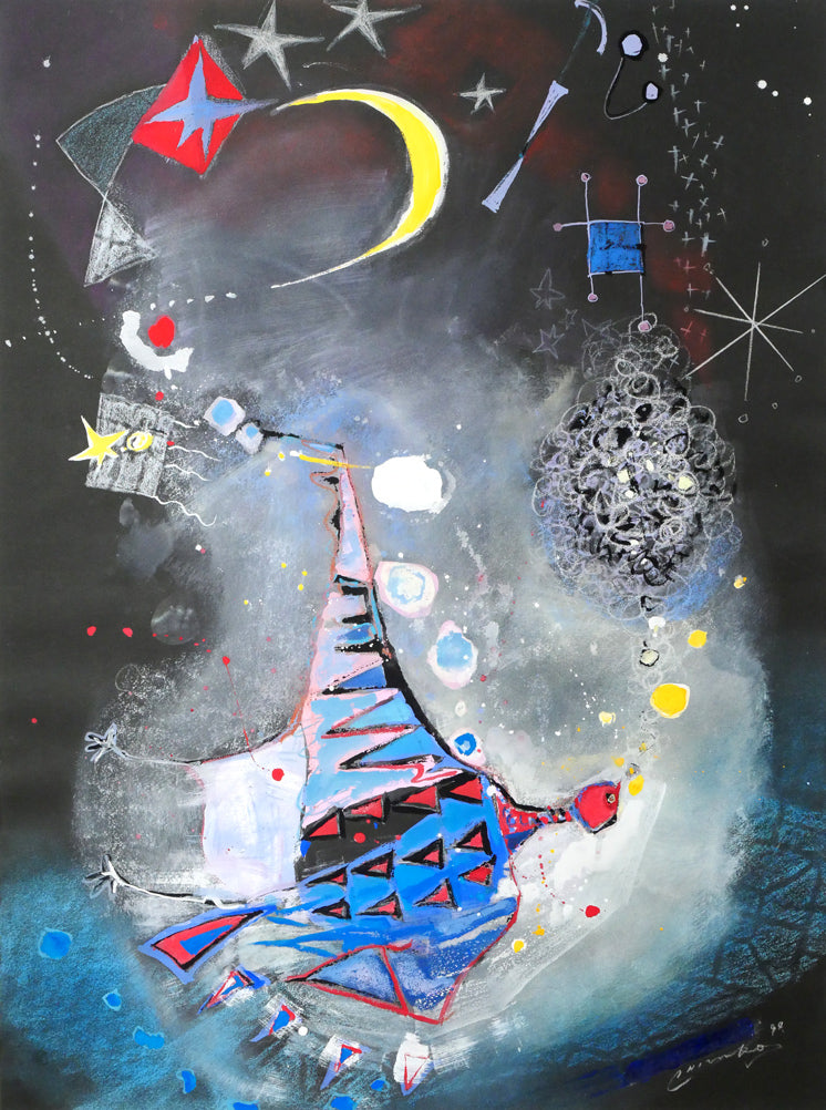 藤野千鶴子「宙(そら)」水彩・パステル画併用・20号 作品全体画像