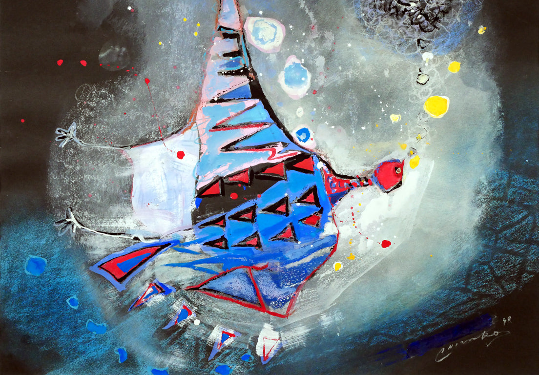 藤野千鶴子「宙(そら)」水彩・パステル画併用・20号 拡大画像5