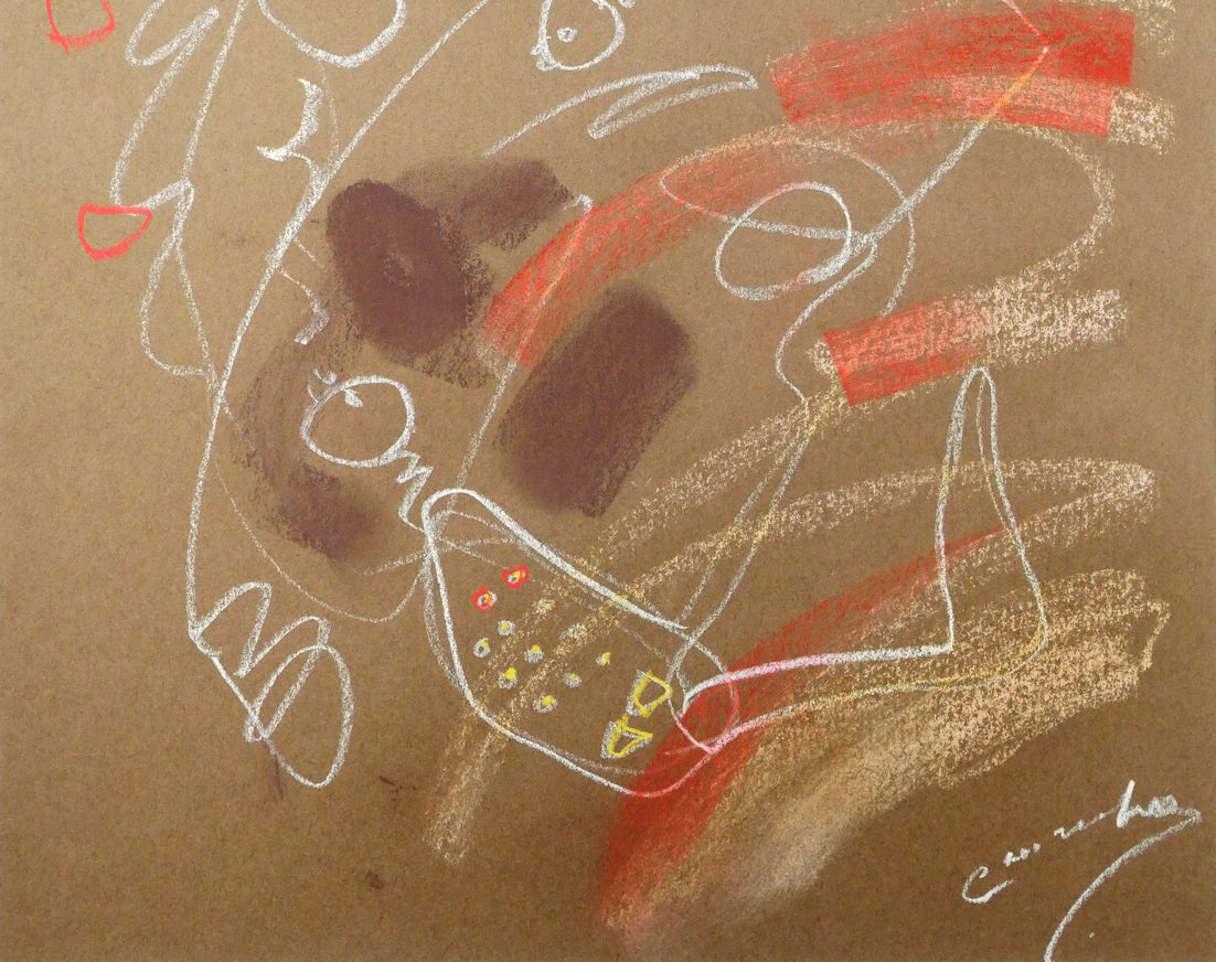 藤野千鶴子「抽象画1」パステル画・10号 拡大画像3