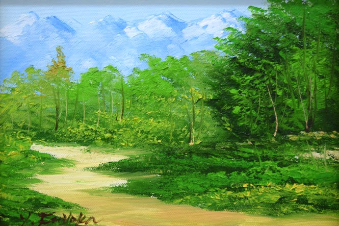 藤岡由美子「峠道」油絵・SM 作品全体拡大画像