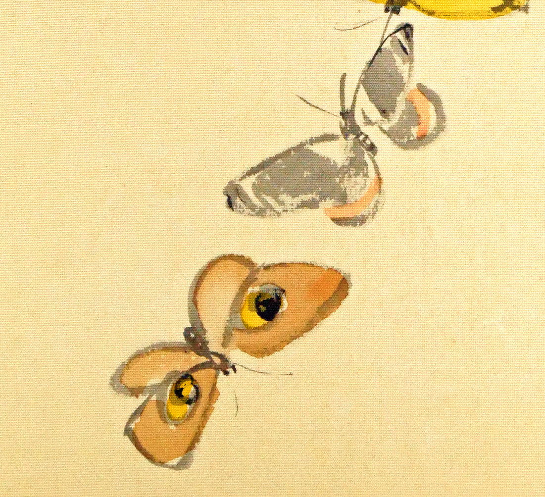 藤島武二「蝶」肉筆彩色画・絹本・色紙額装 拡大画像2