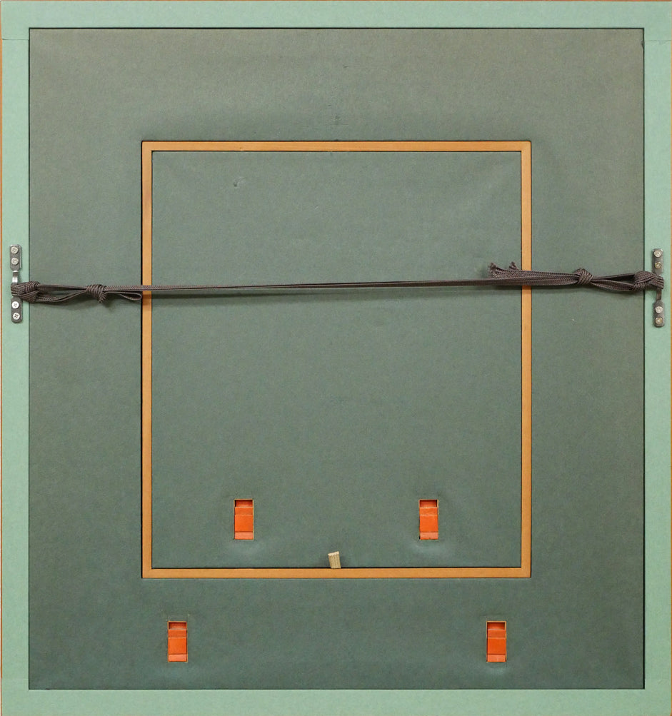 藤島武二「蝶」肉筆彩色画・絹本・色紙額装 額縁裏側画像