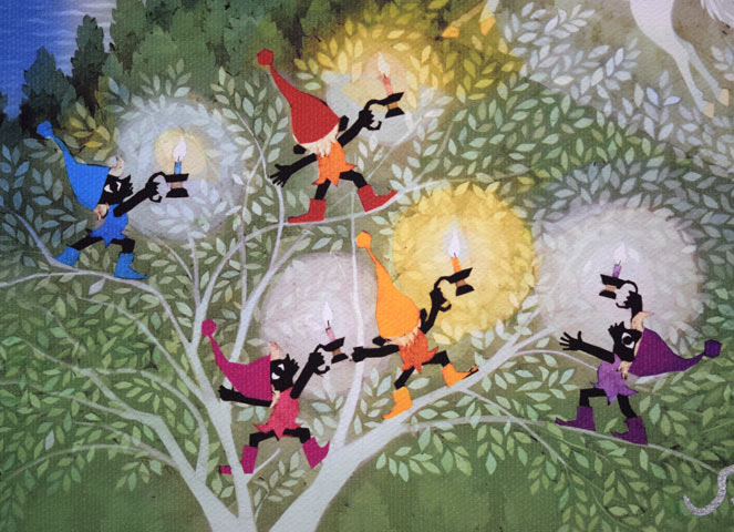 藤城清治「月輪に向かって」ジクレー版画 拡大画像3