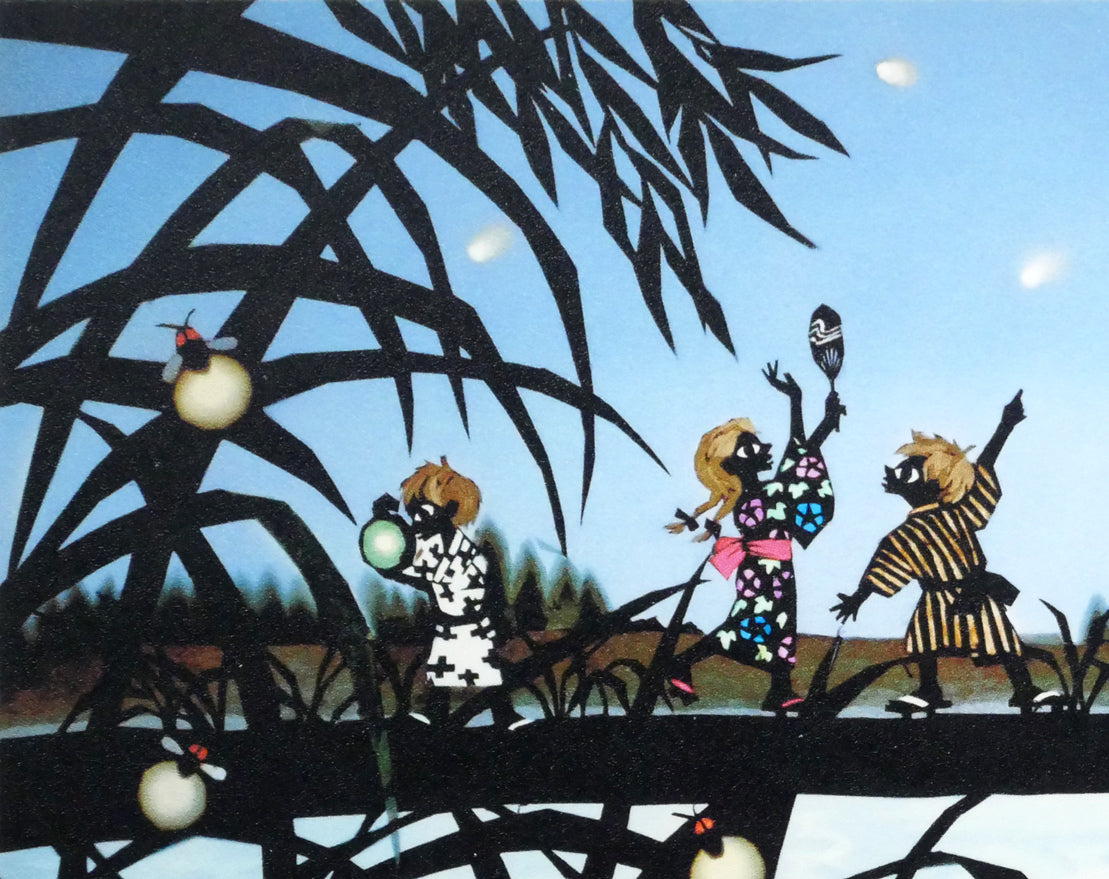 藤城清治「ほたるこい(日本の愛唱歌・6月)」レフグラフ版画 拡大画像1