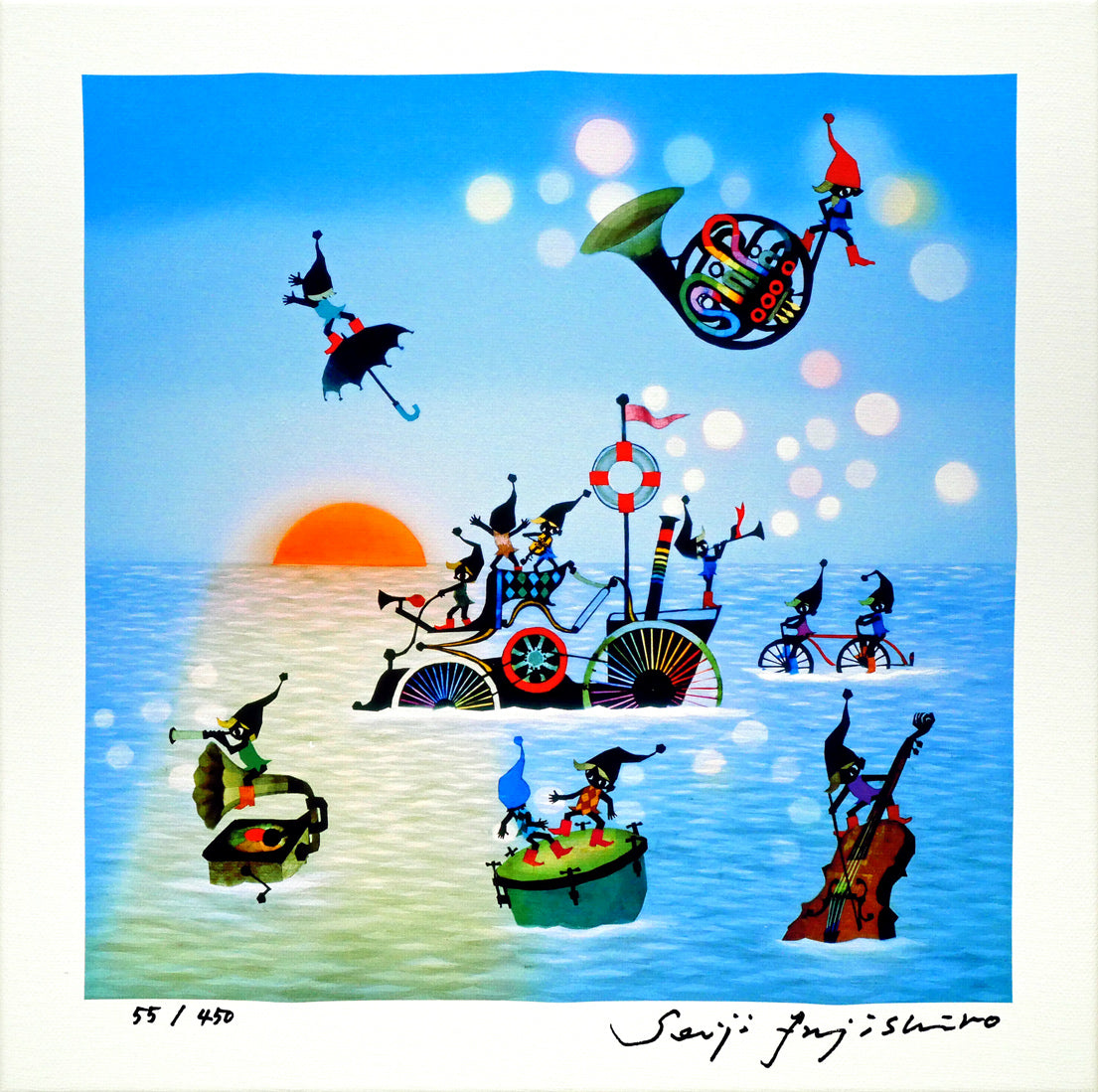 藤城清治「こびとの旅立ち」ジクレー版画 作品全体画像