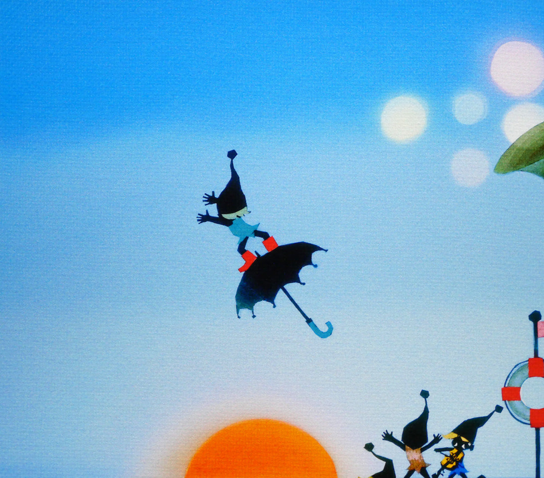 藤城清治「こびとの旅立ち」ジクレー版画 拡大画像1