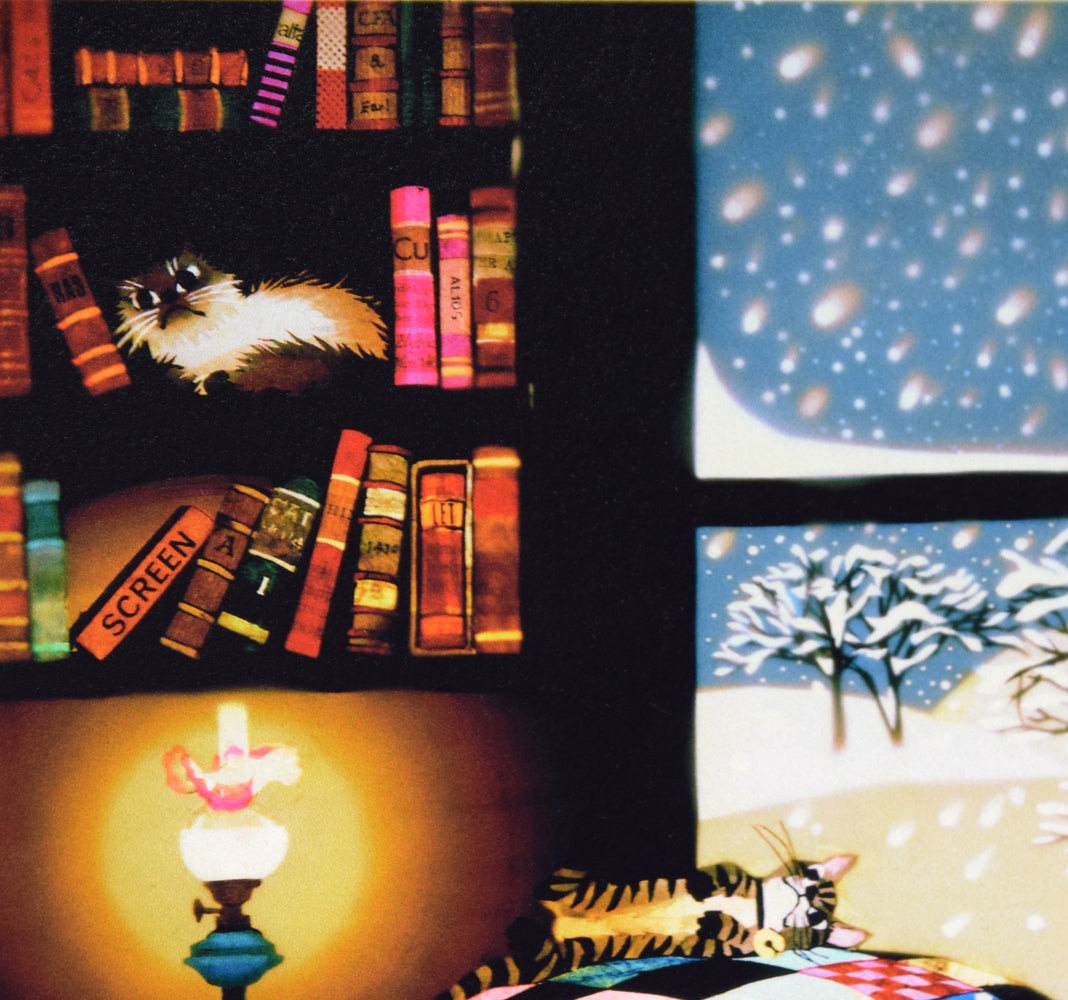 藤城清治「こたつと猫」レフグラフ 拡大画像1