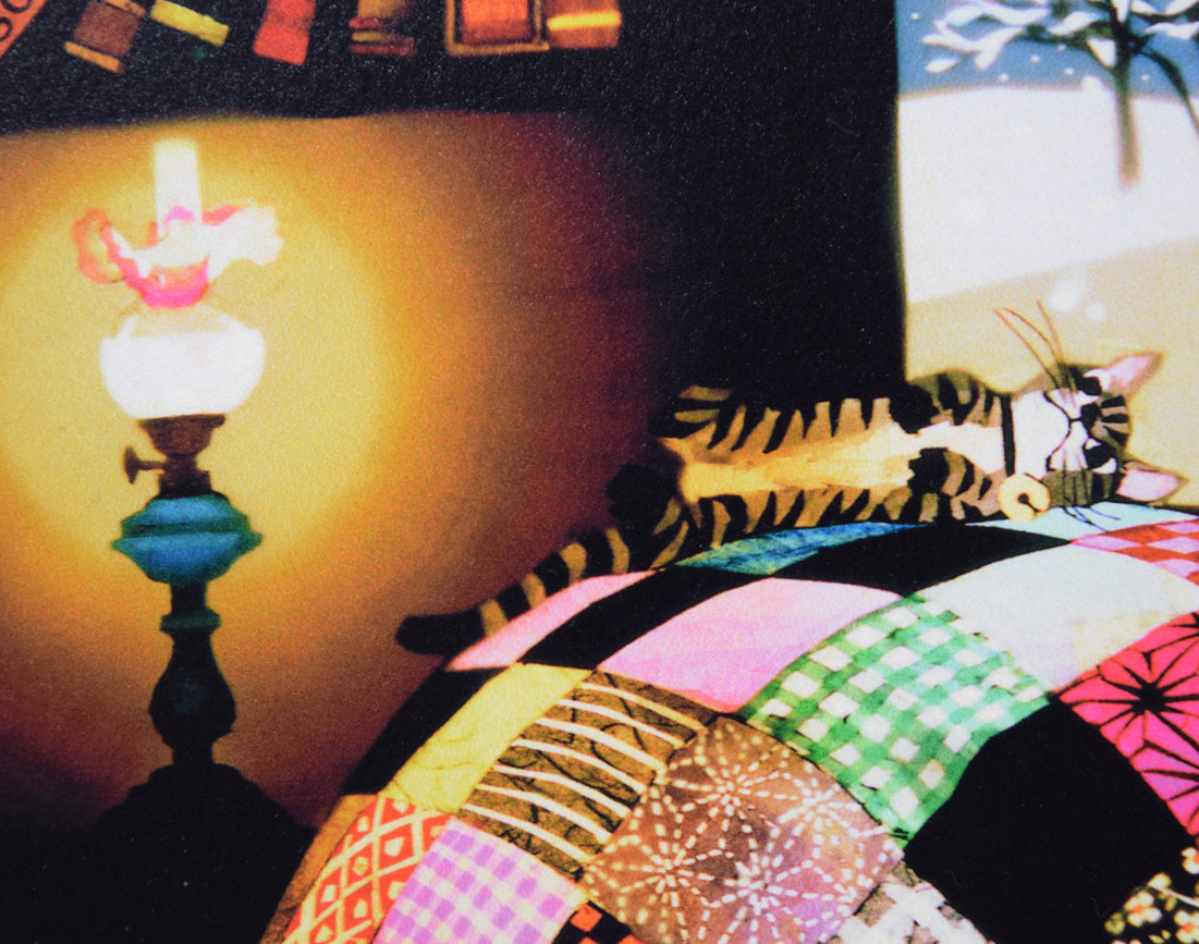 藤城清治「こたつと猫」レフグラフ 拡大画像3