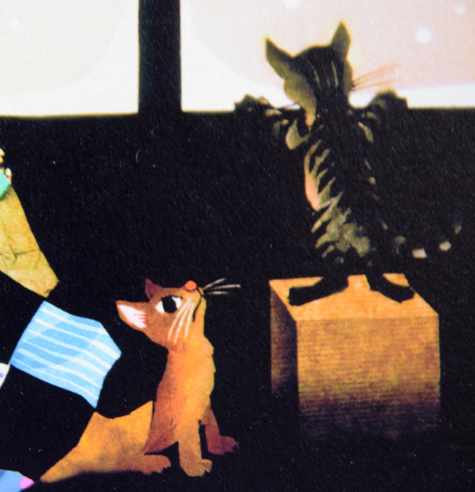 藤城清治「こたつと猫」レフグラフ 拡大画像7