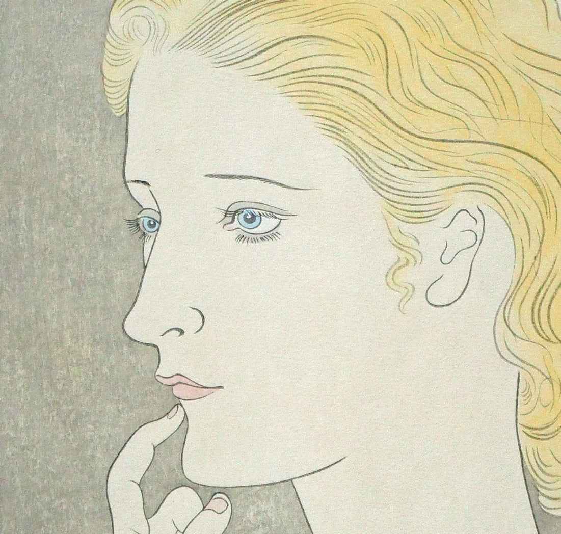 藤田嗣治「フランス娘」木版画 拡大画像2