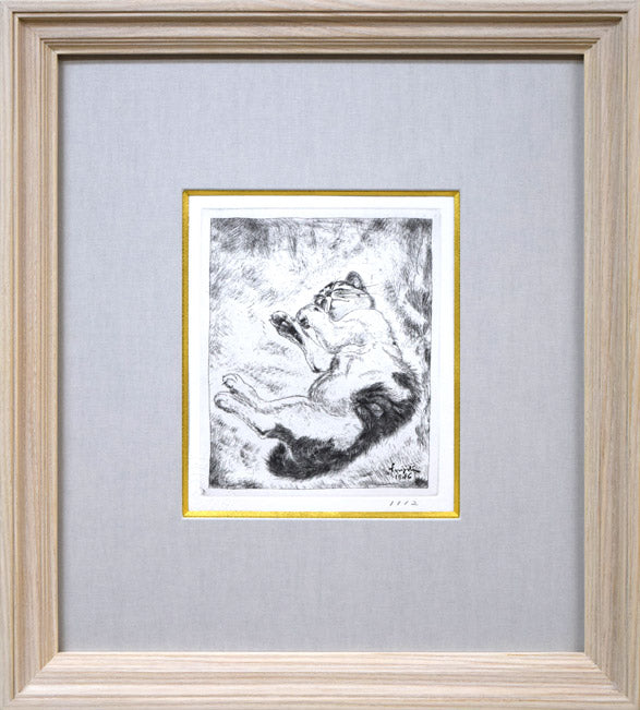 藤田嗣治「猫(未発表作)」エッチング(銅版画)