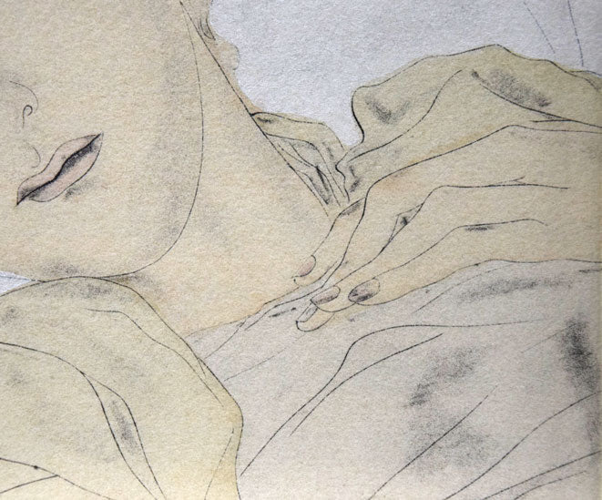 藤田嗣治「面影との闘い(小)」リトグラフ 拡大画像2