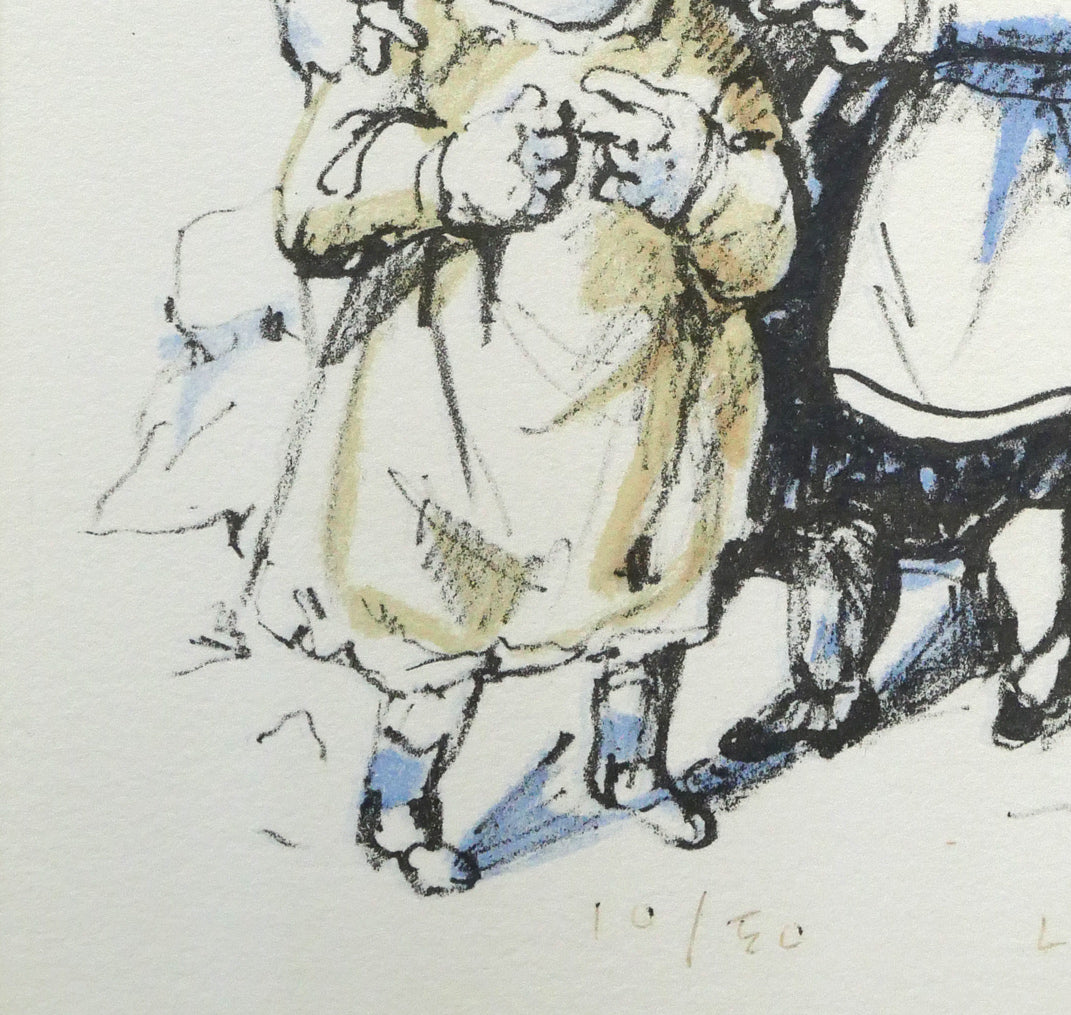 藤田嗣治「三人の女の子」リトグラフ 拡大画像3