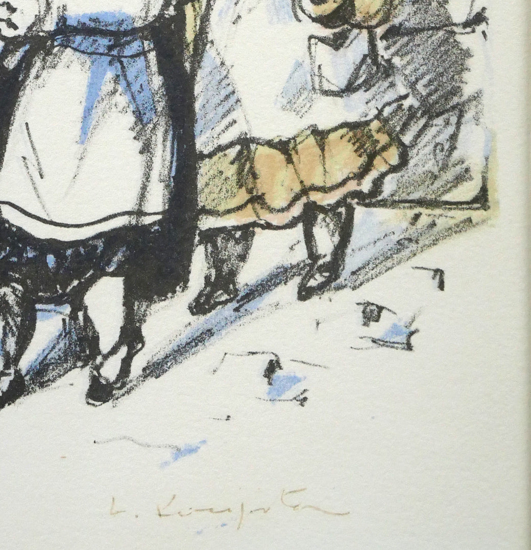 藤田嗣治「三人の女の子」リトグラフ 拡大画像4