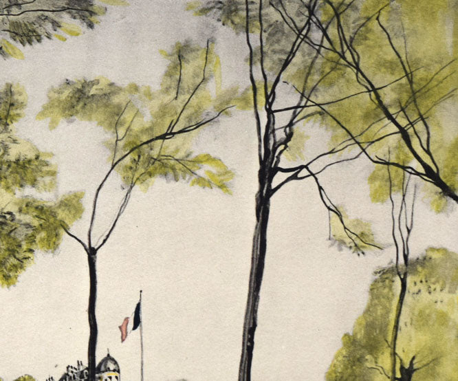 藤田嗣治「シャンゼリゼ通り(「魅せられたる河」より)」エッチングに手彩色 拡大画像2