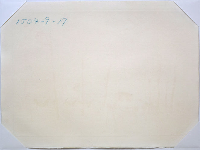 藤田嗣治「シャンゼリゼ通り(「魅せられたる河」より)」エッチングに手彩色 作品裏側画像