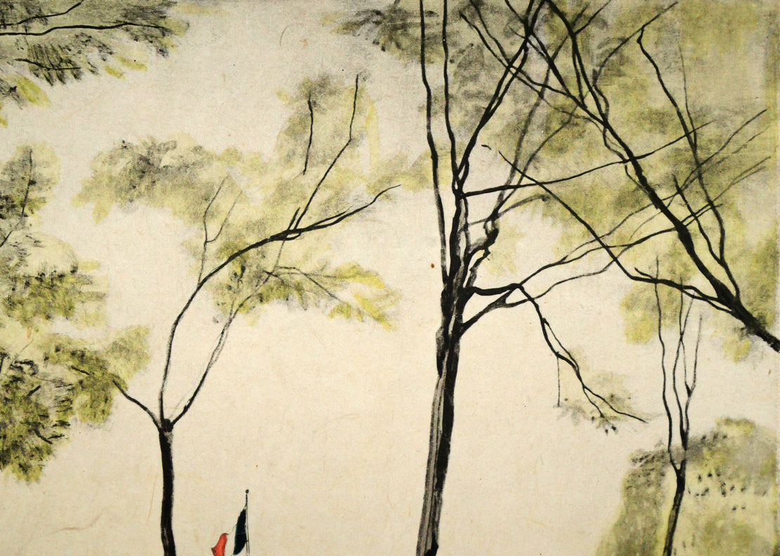 藤田嗣治「シャンゼリゼ通り(『魅せられたる河』より)」エッチング 拡大画像2