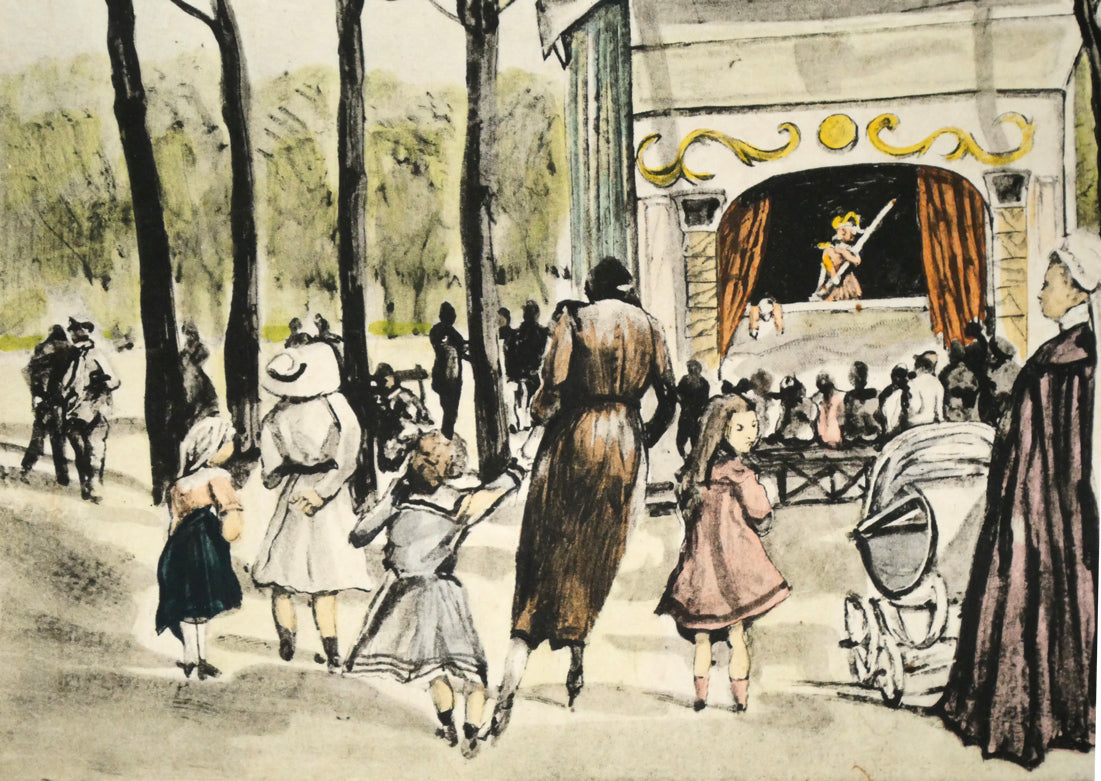 藤田嗣治「シャンゼリゼ通り(『魅せられたる河』より)」エッチング 拡大画像3