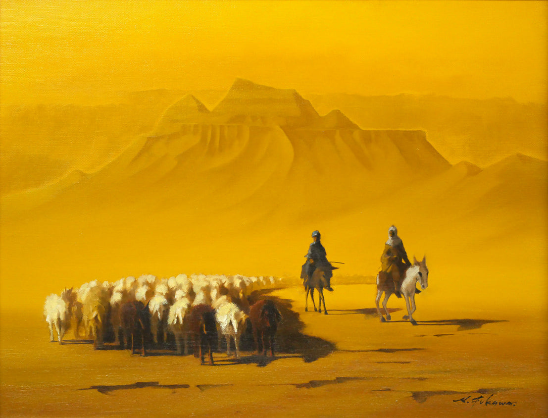 府川貢「ヒンズークシュの羊飼い(アフガニスタン)」油絵・P15号 作品全体画像