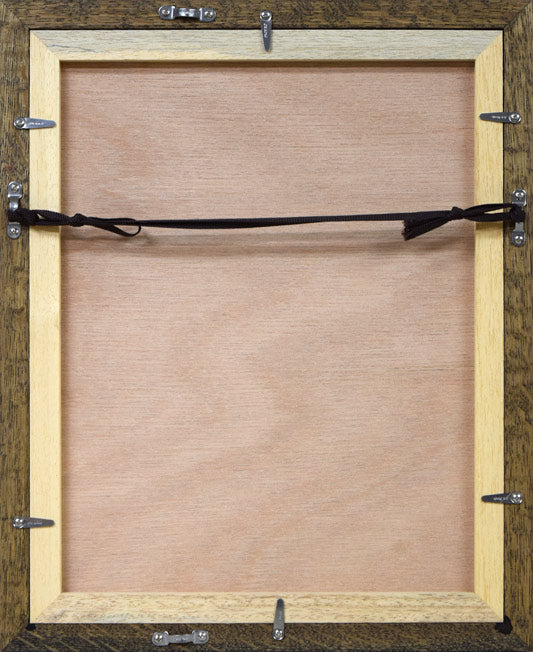 府川誠「ふるさとの山」肉筆水彩画 額縁裏側画像