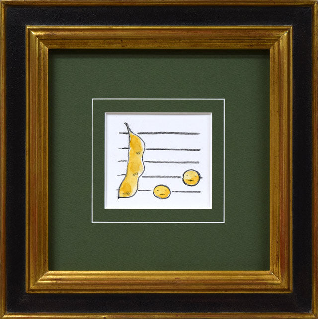 府川誠「みそ(大豆)」水彩画