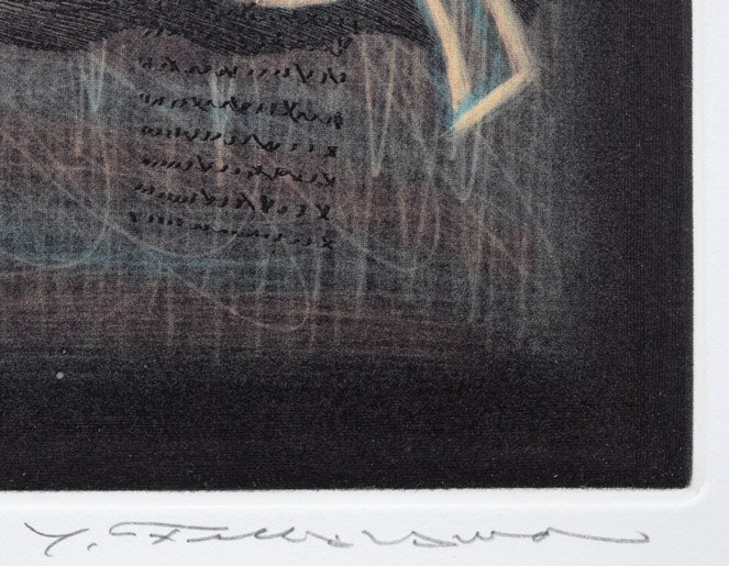 深沢幸雄「泳ぐ人」銅版画 本人直筆鉛筆サイン画像