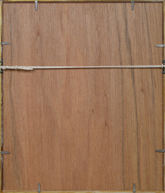 深沢幸雄「泳ぐ人」銅版画 額縁裏側画像